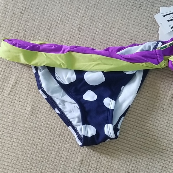 NWT Navy Polka Dot Bikini Bottom Small - Picture 1 of 4